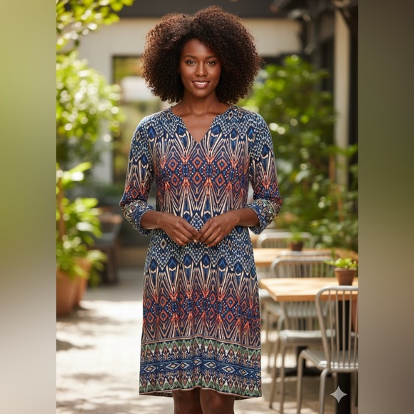 AUW Dresses & Skirts - AUW Multicolored Geometric Print Dress